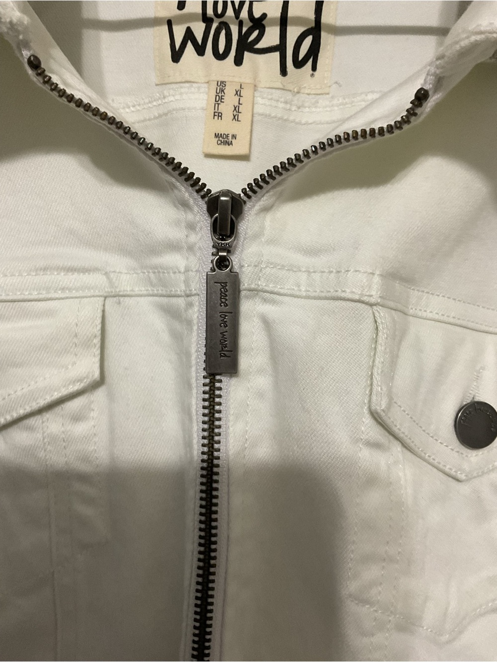 Peace Love World White & Gray Mixed-Media Zip Jacket - Picture 6 of 9